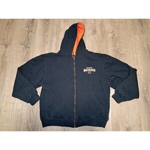 NFL Hard Wear Chicago Bears Hoodie Sweatshirt Medium Blue Zip Up Embroidered